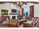 Living room with hardwood floors, fireplace, and large windows offering natural light at 5989 E Sapphire Ln, Paradise Valley, AZ 85253