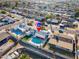 Aerial view of a house with a pool and backyard, situated in a residential area at 7432 E Latham St, Scottsdale, AZ 85257