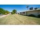 Back exterior of the home showcasing a large lawn and landscaping at 10742 W Cheryl Dr, Sun City, AZ 85351