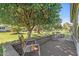 Relaxing patio with seating area, shaded by a mature citrus tree at 12539 W Shadow Hills Dr, Sun City West, AZ 85375