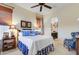 Cozy bedroom featuring a charming blue and white color scheme and en-suite bathroom at 27931 N Montana Dr, Rio Verde, AZ 85263