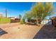 Large backyard with gravel, trees, and storage shed at 59 N Adams St, Wickenburg, AZ 85390