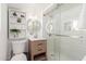 Modern bathroom with subway tile shower and updated vanity at 59 N Adams St, Wickenburg, AZ 85390