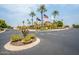 Attractive community entrance with palm trees and flagpoles at 6202 E Mckellips Rd # 83, Mesa, AZ 85215