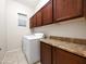 Laundry room with washer and dryer hookups, tile flooring, and storage cabinets at 6202 E Mckellips Rd # 83, Mesa, AZ 85215