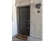 Dark gray front door with welcome mat at 15095 N Thompson Peak Pkwy # 1047, Scottsdale, AZ 85260