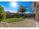 Landscaped backyard featuring a grassy area, trees, and playset at 25583 W Beth Dr, Buckeye, AZ 85326