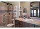 Bathroom featuring a vanity with a single sink and a shower stall at 36050 N Summit Dr, Cave Creek, AZ 85331