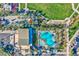 Community pool and clubhouse viewed from above at 5015 S Quantum Way, Mesa, AZ 85212