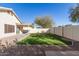 Landscaped backyard with artificial turf and a patio at 901 N Longmore St, Chandler, AZ 85224