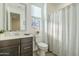 Bathroom with shower, toilet and updated vanity at 12474 E Soloman Rd, Gold Canyon, AZ 85118