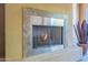 Modern outdoor fireplace with metal surround at 1572 E Artemis Trl, Queen Creek, AZ 85140