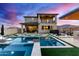 Luxury pool and spa with mountain views; resort-style backyard at 21632 W Hillcrest Blvd, Buckeye, AZ 85396