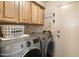 Bright laundry room, features washer, dryer, and ample cabinets at 2509 W Straight Arrow Ln, Phoenix, AZ 85085