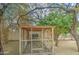 Rustic wooden chicken coop with wire mesh enclosure in a shaded backyard at 29619 N 60Th St, Cave Creek, AZ 85331