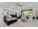 Open living space with L-shaped sectional sofa and a view of the kitchen at 904 E Hampton Ln, Gilbert, AZ 85295