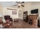 Home office with hardwood floors and built-in desk at 178 Leisure World --, Mesa, AZ 85206