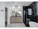 Modern bathroom with double vanity, walk-in shower, and freestanding tub at 2332 N 28Th Pl, Phoenix, AZ 85008