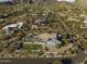 Aerial view showcasing a modern home's setting and neighborhood at 3282 E Palo Verde Dr, Paradise Valley, AZ 85253