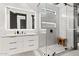 Spa-like bathroom with marble shower and floating vanity at 3282 E Palo Verde Dr, Paradise Valley, AZ 85253