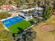 Aerial view showing house, pool, and sports court at 5817 E Leith Ln, Scottsdale, AZ 85254