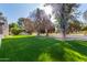 Landscaped backyard with lush green grass and mature trees at 5817 E Leith Ln, Scottsdale, AZ 85254
