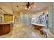 Large bathroom with double vanity and walk-in shower at 6520 E El Sendero Rd, Carefree, AZ 85377