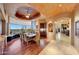 Gourmet dining room with hardwood floors, built-in cabinetry and scenic views at 6520 E El Sendero Rd, Carefree, AZ 85377