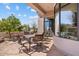 Private patio with seating area and beautiful views at 9280 E Thompson Peak Pkwy # 29, Scottsdale, AZ 85255