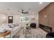 Living room features a fireplace and is open to kitchen at 2129 S Los Feliz Dr, Tempe, AZ 85282