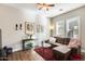 Comfortable living room with sectional sofa, coffee table, and hardwood floors at 2238 E Saddlebrook Rd, Gilbert, AZ 85298