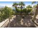 A view of a backyard with desert landscaping, mature trees, and a two-story home at 4615 W Corral Rd, Laveen, AZ 85339