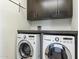 Laundry room with LG washer and dryer and dark wood cabinets at 11850 E Del Timbre Dr, Scottsdale, AZ 85259