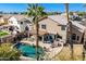 Aerial view showcasing a house with a pool and spacious backyard at 1231 N Layman St, Gilbert, AZ 85233