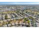 Aerial view of a residential neighborhood with houses, landscaping, and a distant city view at 1231 N Layman St, Gilbert, AZ 85233