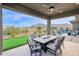 Outdoor patio with fire pit and seating area, mountain views at 13331 E Parkview Ln, Scottsdale, AZ 85255