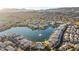 Bird's-eye view of lakefront community, showcasing homes and landscape at 16206 S 11Th Pl, Phoenix, AZ 85048