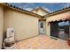 Private courtyard entry with tile flooring and fountain at 17020 E Kiwanis Dr # 102, Fountain Hills, AZ 85268