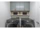 Bright laundry room, featuring LG washer and dryer, and stylish gray cabinets at 4627 S Grenoble Cir, Mesa, AZ 85212