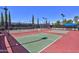 Outdoor pickleball courts featuring well-maintained green and red surfaces, surrounded by tall trees at 12942 W Sola Dr, Sun City West, AZ 85375