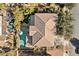 Bird's eye view of the house, showing the roofline, pool, and yard at 18456 E Superstition Dr, Queen Creek, AZ 85142