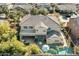 Two-story house, pool, and backyard visible from above at 18456 E Superstition Dr, Queen Creek, AZ 85142