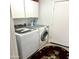 Laundry room with washer, dryer, and cabinets at 143 W Michelle Dr, Phoenix, AZ 85023