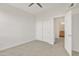 Bedroom features carpet floors, ceiling fan, and sliding-door closet at 19777 N 76Th St # 3246, Scottsdale, AZ 85255