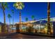 The pool area offers a relaxing resort-like experience with lush vegetation and a well lit pool at 6877 S Oakmont Dr, Chandler, AZ 85249