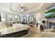 Spacious main bedroom with fireplace and large TV at 8802 E Rimrock Dr, Scottsdale, AZ 85255