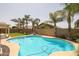 Inviting kidney-shaped pool surrounded by lush landscaping in a backyard at 10405 W Patrick Ln, Peoria, AZ 85383