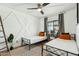 Charming bedroom with twin beds, geometric wall decor, and a ladder at 8214 E Northland Dr, Scottsdale, AZ 85251