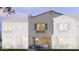Two-story townhome with light-gray siding, teal shutters, and landscaping at 2658 S Sulley Dr # 109, Gilbert, AZ 85295