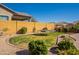 Landscaped backyard with a trampoline and grassy area at 9127 E Lynwood St, Mesa, AZ 85207